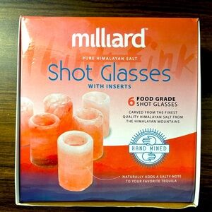 Milliard 6 Pack Premium Himalayan Salt Shot Glasses, Pink